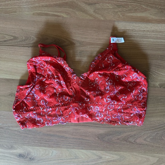 🆕 Victoria's Secret lipstick Bows Curvy Scarlet Lace Bralette - Picture 2 of 9